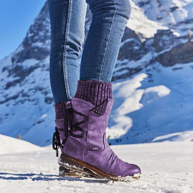 "Alpine" Faux-Suede Cozy Lace-Up Boots